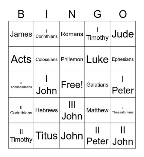 free printable new testament books bingo.